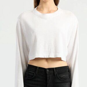 Privacy Please White Long Sleeve Cropped Tee – Size Small